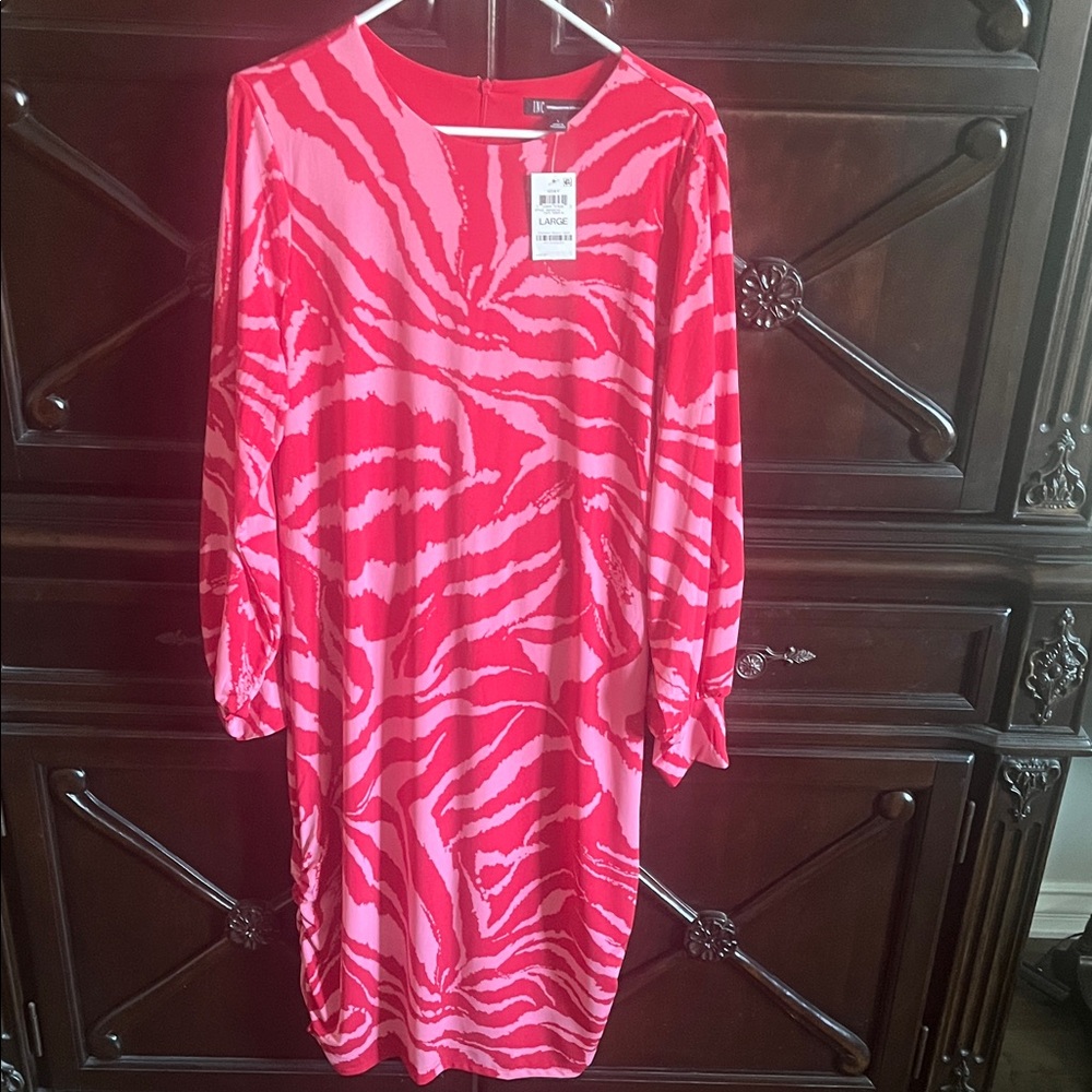 INC International Concepts Pink and Red Zebra Print Dress